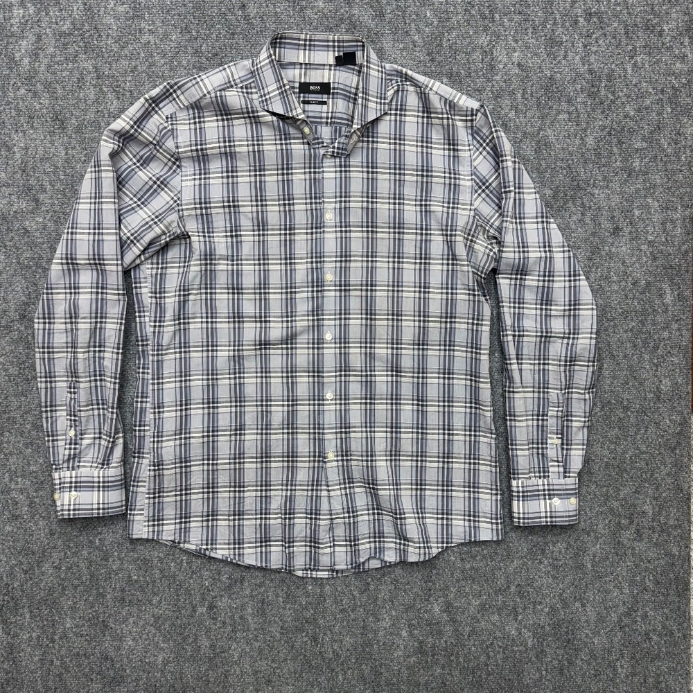 Mens Hugo‎ Boss slim fit long sleeve button up shirt size 43/17 Dwayne